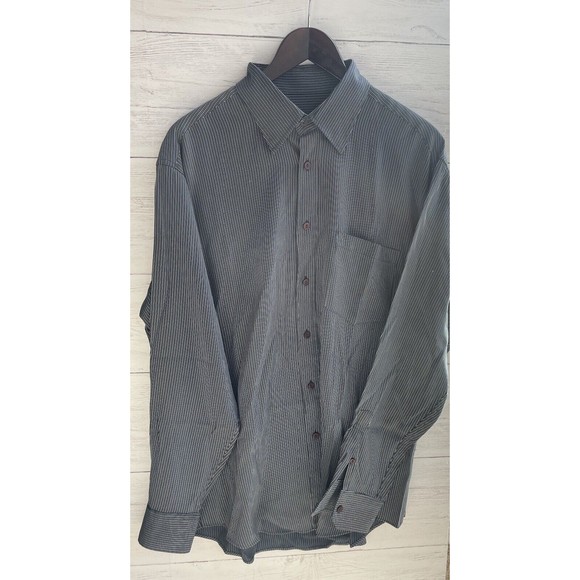 Bugatchi Men's Navy  Striped Long Sleeve Button Up Shirt Size L - Picture 6 of 6